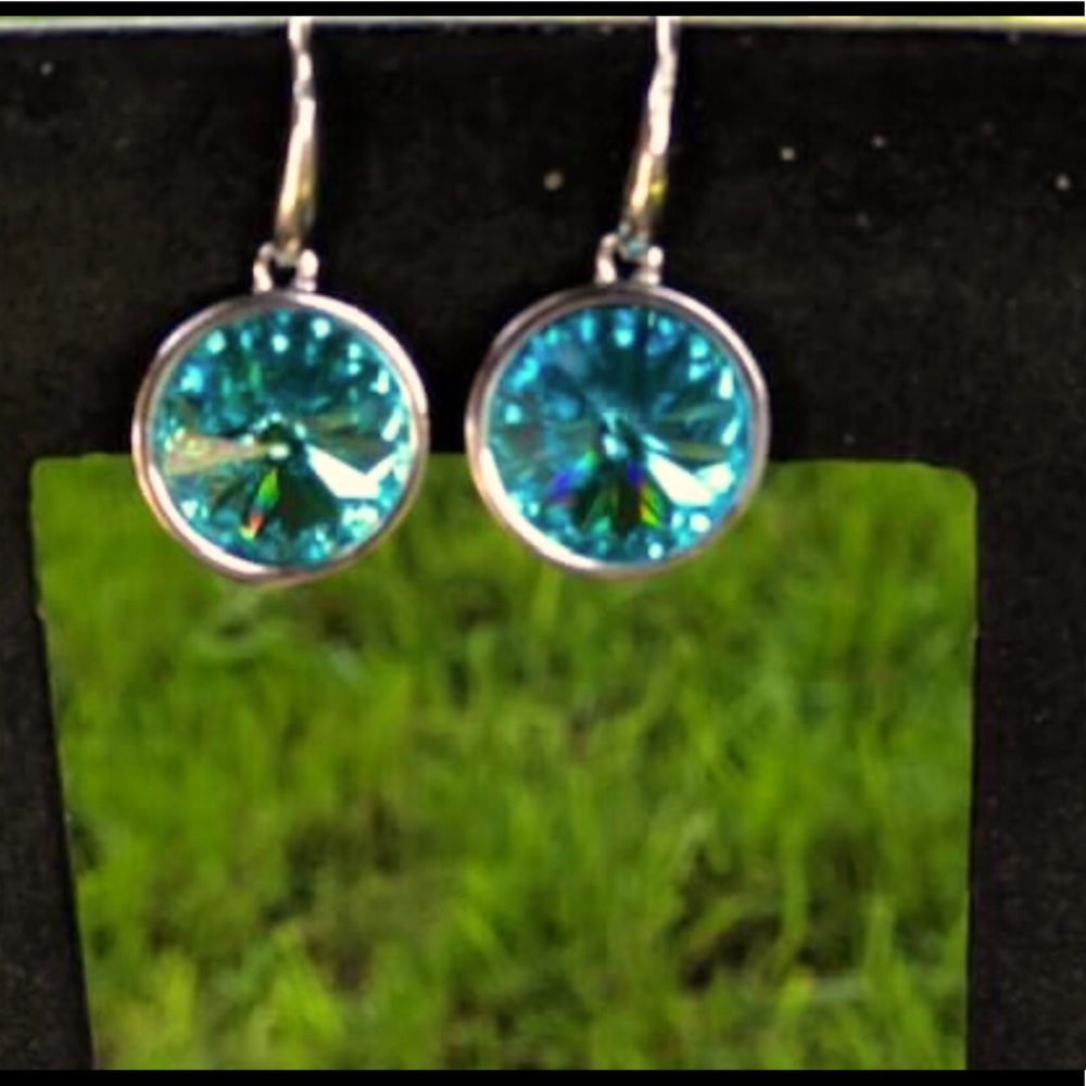 Swiss Blue Swarovski Drop Earrings